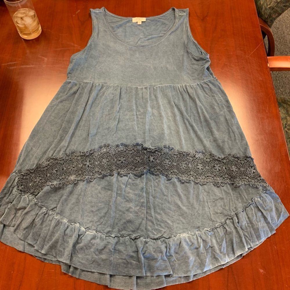 Umgee Ruffle Lagenlook Tank Dress sz S